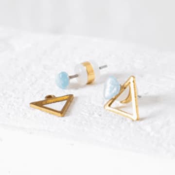Shop Edit & Oak Small Pyrite Layered Stud Earrings