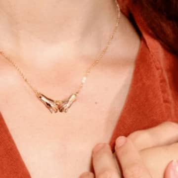 Shop Edit & Oak Holding Hands Pendant Necklace In Gold
