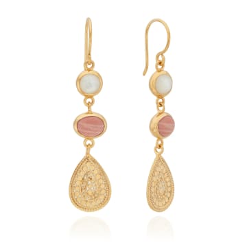 Anna Beck Pink Opal And Mother Of Pearl Triple Drop Gold Earrings Er10546