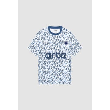 Shop Arte T-shirt Silverster White / Navy In Blue