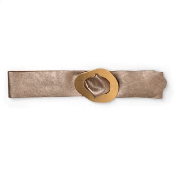 Suzy D London Margherita Sparkle Leather Belt With Buckle Bronze In Metallic