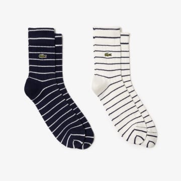 Lacoste Pack Of Two Pairs Of Short Striped Cotton Socks In Multi