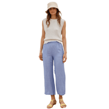 Shop Indi And Cold Danny Cropped Trousers In Glacial Blue