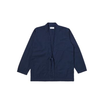 Shop Universal Works Tie Front Jacket Organic Poplin 30681 Navy In Blue
