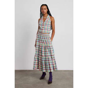 Shop Damson Madder Thea Midi Skirt Picnic Check