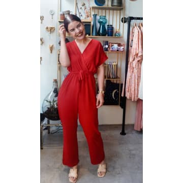 Shop Kaia Ruby Jumpsuit In Red