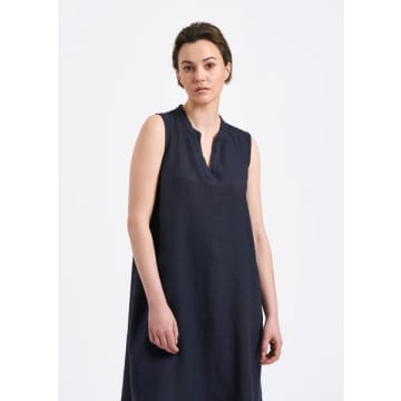Humility Linen Sleeveless Dress In Blue
