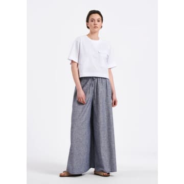 Humility Chambray Linen Wide Leg Trouser In Grey