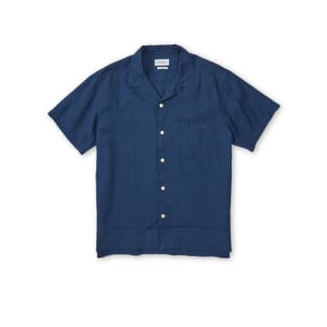 Oliver Spencer Lawes Navy Havana Short Sleeve Shirt In Blue