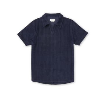 Oliver Spencer Willow Navy Austell Short Sleeve Polo Shirt In Blue