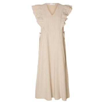 Shop Selected Femme Striped Ankle Linen Dress