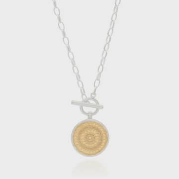 Anna Beck Contrast Dotted Circle Toggle Necklace In Gold