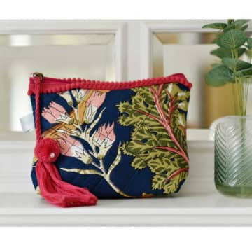 Shop Powell Craft Blue Carnation Make Up Bag