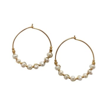 Shop Tuskcollection Ibu Pearl And Gold Hoop Earrings