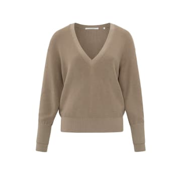 Shop Yaya Sweater With V-neck And Long Sleeves | Affogato Brown