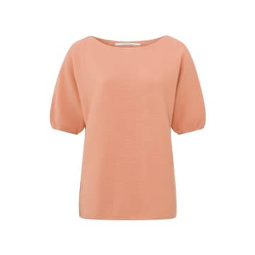 Shop Yaya Sweater With Boatneck & Short Balloon Sleeves | Dusty Coral Orange In Pink