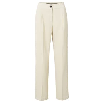 Shop Yaya Wide Leg Trousers With Pockets & Pleated Details | Summer Sand In Neutrals