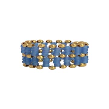 Shop Tuskcollection Ibu Ring Ronny Blue Chalcedony And Gold