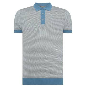 Remus Uomo Contrast Collar Knitted Polo In Blue