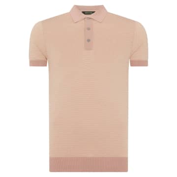 Remus Uomo Contrast Collar Knitted Polo In Pink