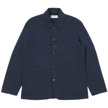 Shop Universal Works Bakers Jacket In Navy Twill In Blue