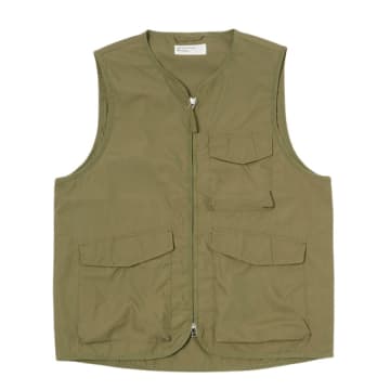 Shop Universal Works Parachute Liner Gilet In Olive Recycled Poly Tech In Green
