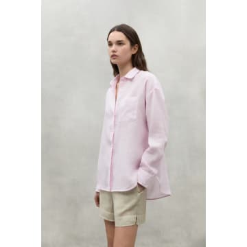 Ecoalf Daria Striped Linen Shirt In Pink