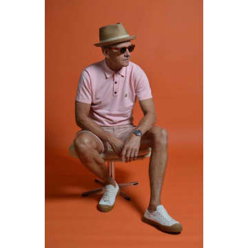 Rd1 Clothing Gabicci Jackson S/s Knit Polo Coral In Pink