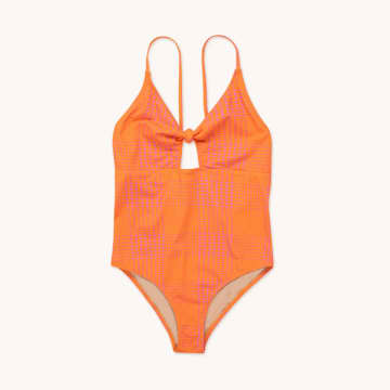 The Tiny Big Sister Marigold Check Swimsuit In Orange