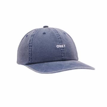 Shop Obey Pigment Lowercase 6 Panel Strapback (pigment Navy) In Blue