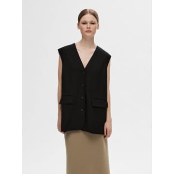 Shop Selected Femme Mika Oversized Waistcoat In Black