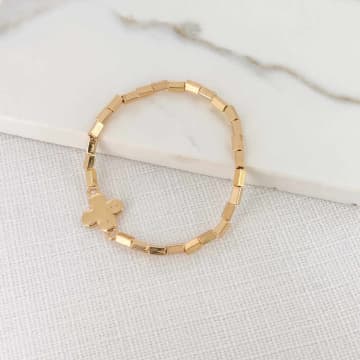 Shop Envy Jewellery Gold Block Chain With Flower Pendant Bracelet