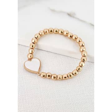 Shop Envy Jewellery Ball Bracelet With Off-white Heart Pendant