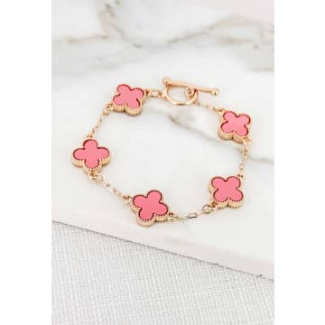 Shop Envy Jewellery Gold Flower Necklace With Pink Detail