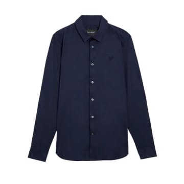 Shop Lyle & Scott Lw1115ton Ls Slim Fit Poplin Shirt In Navy In Blue