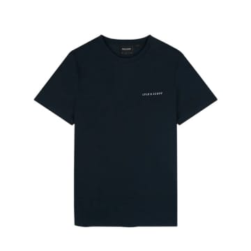 Shop Lyle & Scott Ts2007v Embroidered T Shirt In Dark Navy In Blue