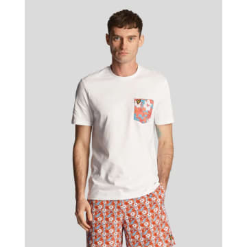 Shop Lyle & Scott Ts2037v Floral Print Pocket T Shirt In White