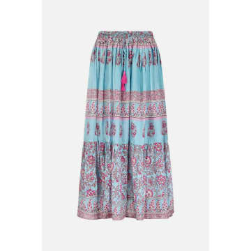 Shop East Heritage Souki Aqua Cotton Skirt