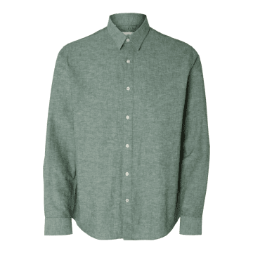 Chemises Manches Longues Regular New Linen Shirt Ls Classic In Green