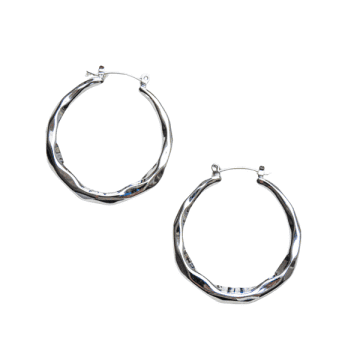 Shop Bon Bon Fistral Hammered Silver Hoop Earrings In Metallic
