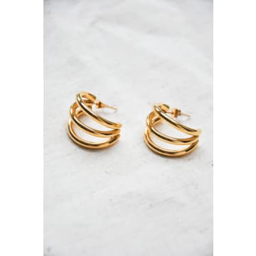 Shop Bon Bon Fistral 18k Gold Tripe Hoop Earrings