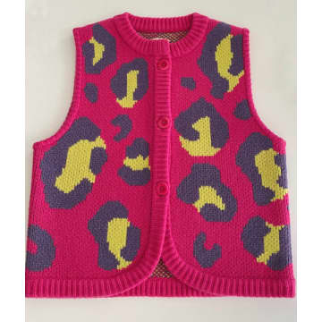 Slow Love Leopard Print Gilet Pink Mix By In Animal Print