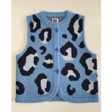 Slow Love Leopard Print Gilet Blue Mix By In Animal Print