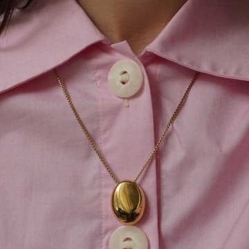 Shop Edit & Oak Polished Steel Pebble Pendant Necklace