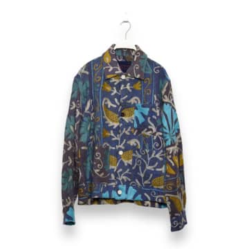 Shop Kardo Bodhi Jacket Embroidered Cotton Kantha Blanket Lilac Blue