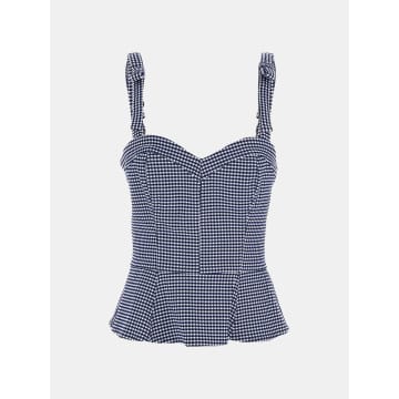 Shop Guess Sl Corset Vichy Top | Blue Cave And White