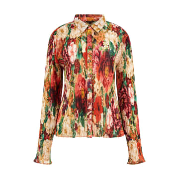 Shop Guess Vivenne Pleated Button Up | Peony Animal
