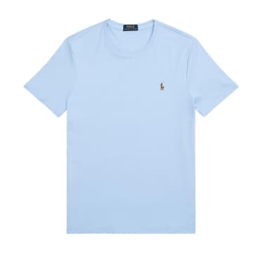 Shop Ralph Lauren Menswear Short Sleeve Custom Fit Slim Tee In Blue