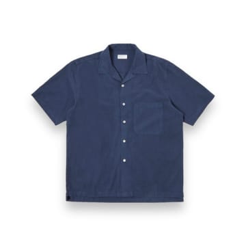 Shop Universal Works Camp Ii Shirt 30269 Gardenia Lycot Navy In Blue