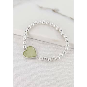 Shop Envy Jewellery Silver Ball Bracelet With Heart Pendant In Metallic